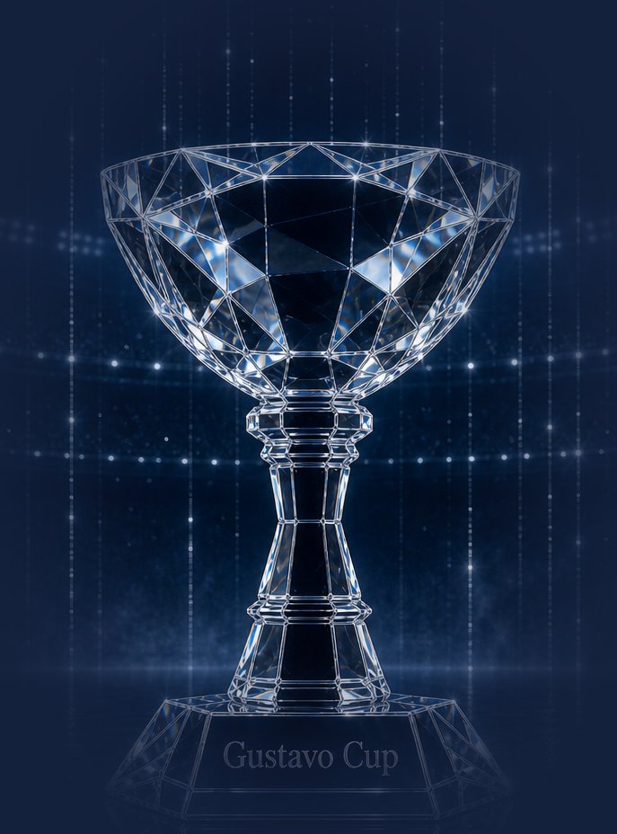 The Gustavo Cup — a crystal chalice against a field of stadium lights